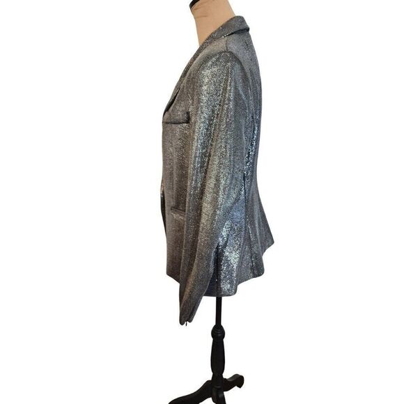H&M Women's Silver Suit Jacket Size 12 - Picture 2 of 8